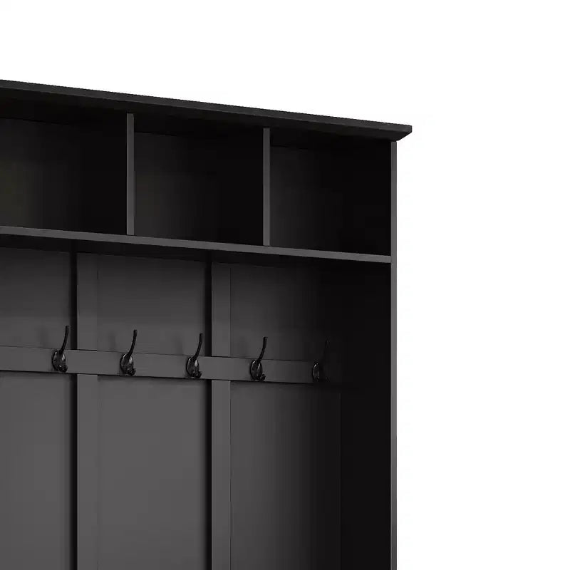 Panca da ingresso 3-in-1 da 55W con 6 ganci, appendiabiti e panca contenitore in noce con ripiani regolabili