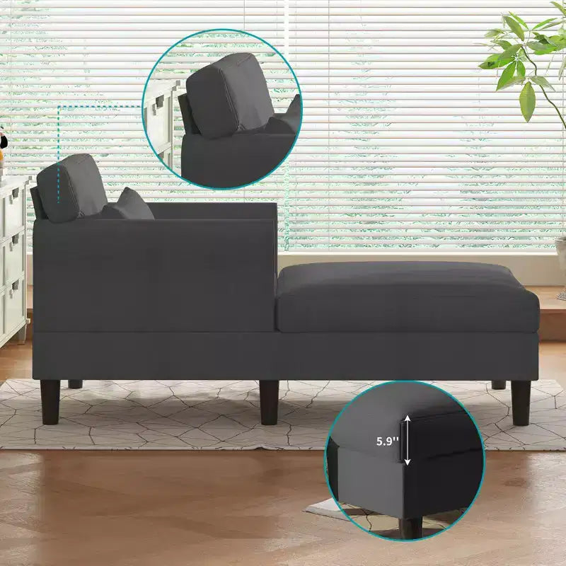 Divanetto Chaise Lounge in Velluto Ghiaccio da 37''