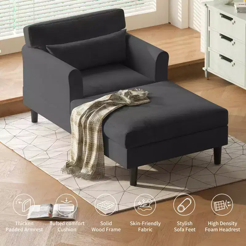 Divanetto Chaise Lounge in Velluto Ghiaccio da 37''