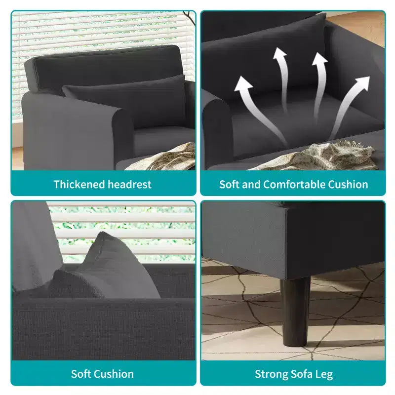 Divanetto Chaise Lounge in Velluto Ghiaccio da 37''