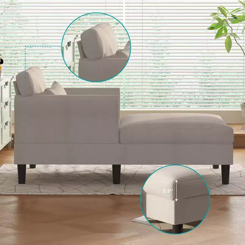 Divanetto Chaise Lounge in Velluto Ghiaccio da 37''