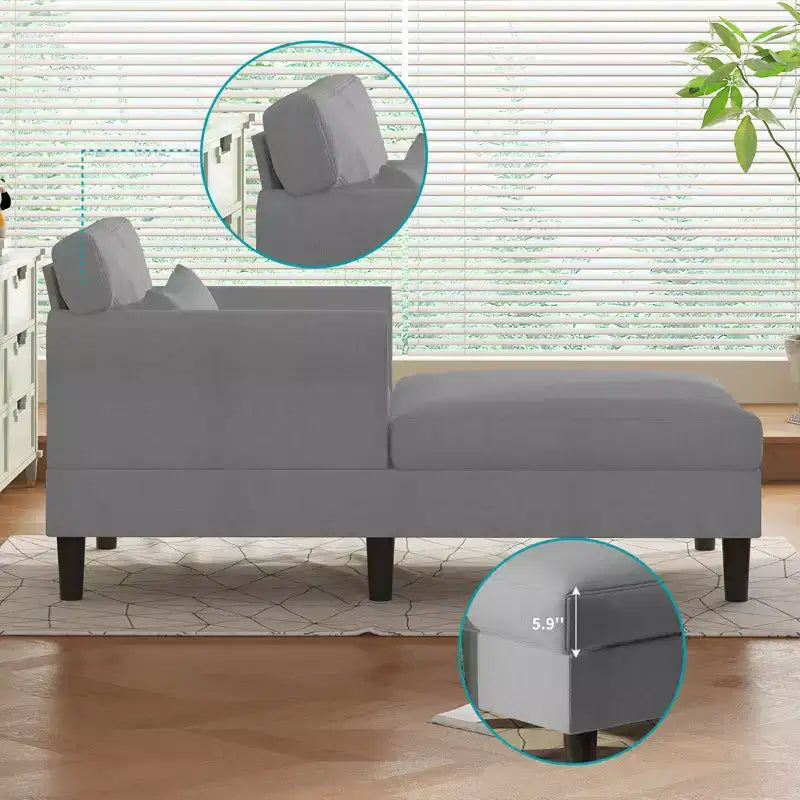Divanetto Chaise Lounge in Velluto Ghiaccio da 37''