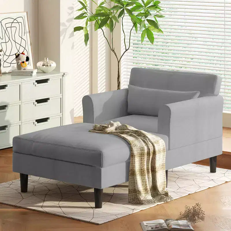 Divanetto Chaise Lounge in Velluto Ghiaccio da 37''