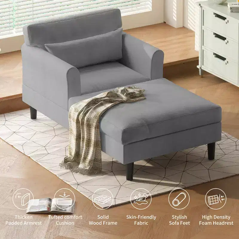 Divanetto Chaise Lounge in Velluto Ghiaccio da 37''
