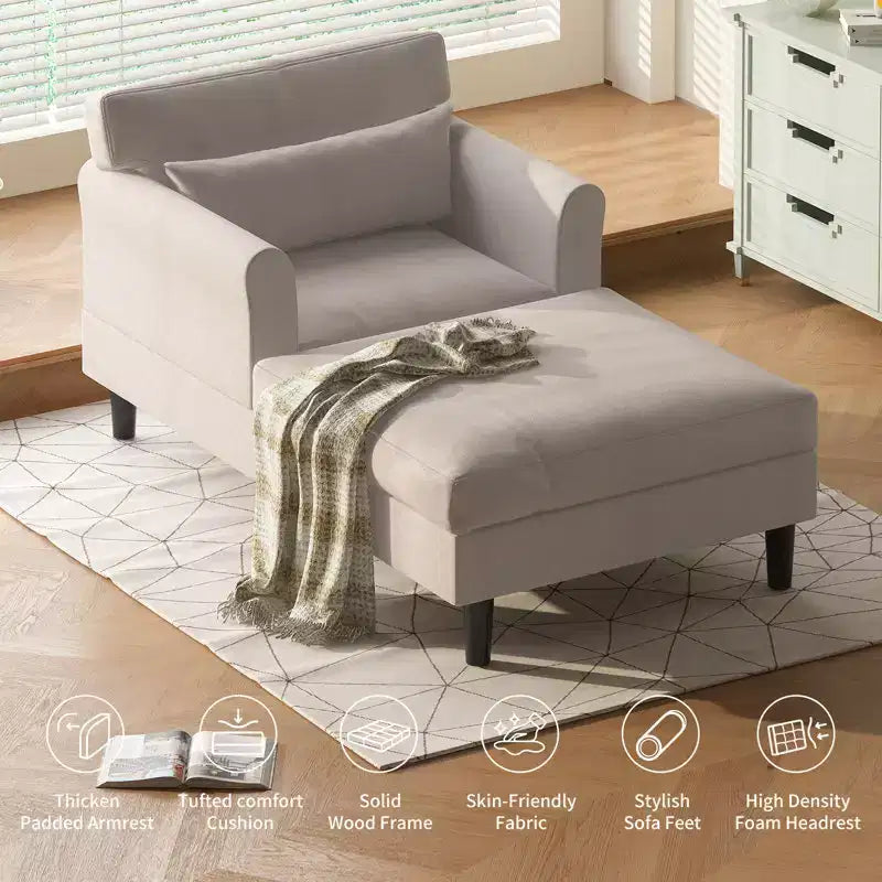Divanetto Chaise Lounge in Velluto Ghiaccio da 37''