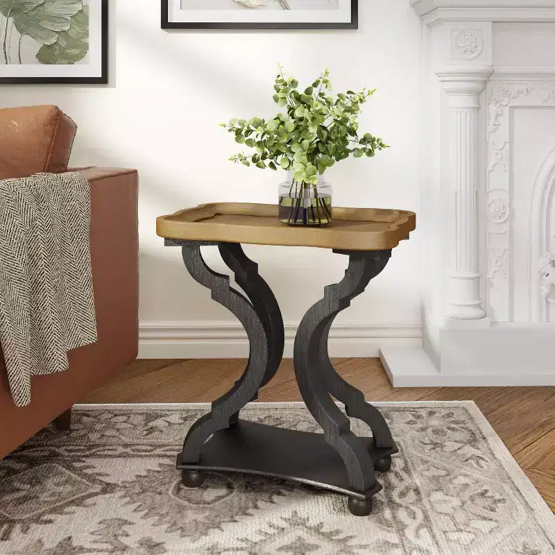 Tavolino in legno Wilder Vintage a forma di clessidra