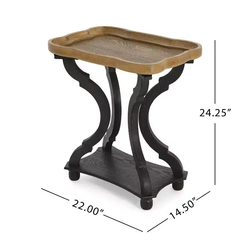 Tavolino in legno Wilder Vintage a forma di clessidra