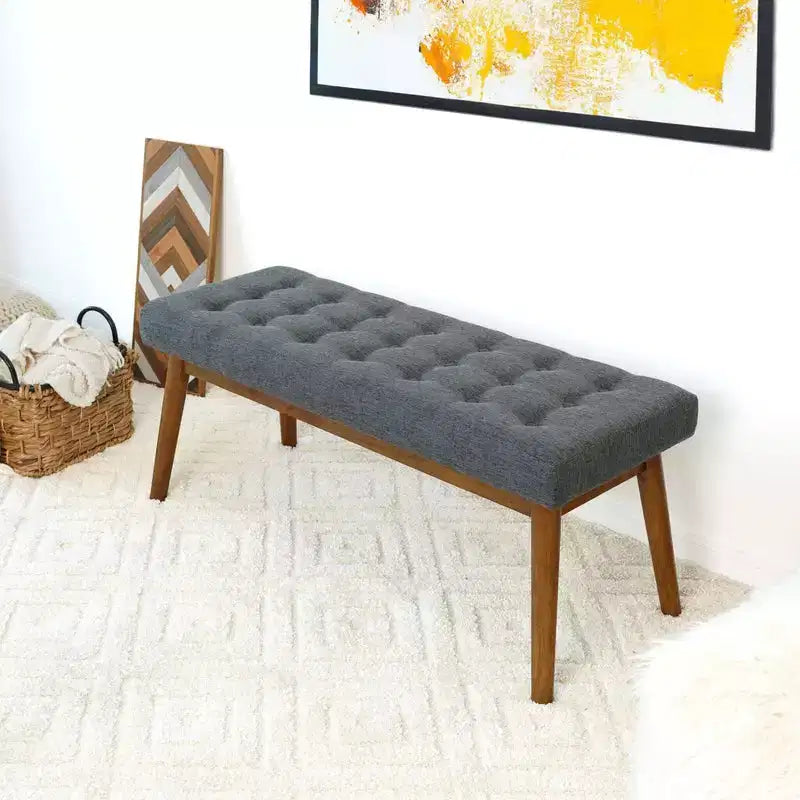 Panca in legno massello rivestita in tessuto trapuntato Ada Modern 43.00