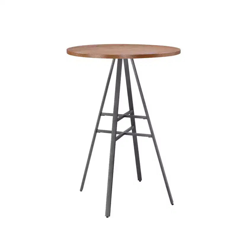 Tavolo da pub Stockton Round - Grigio ardesia - Piano in rovere dorato