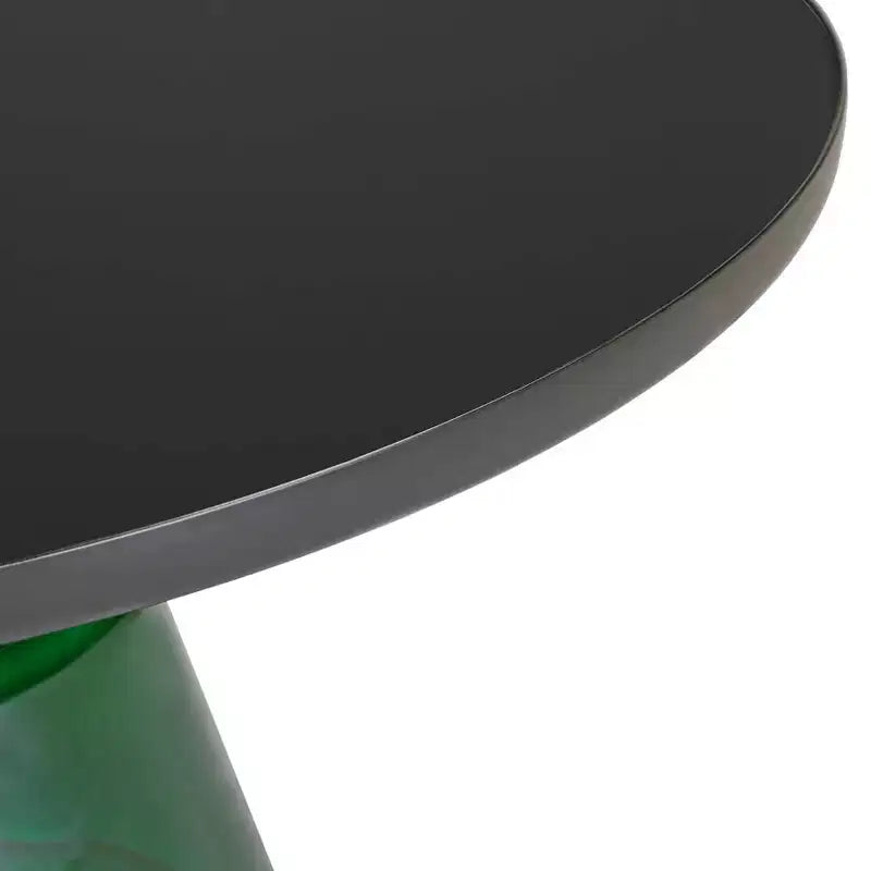 Tavolino da Caffè Moderno in Vetro - Tavolo Centrale Rotondo con Bordo Nero e Robusta Struttura in Metallo per Soggiorno e Salotto