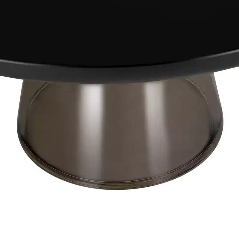 Tavolino da Caffè Moderno in Vetro - Tavolo Centrale Rotondo con Bordo Nero e Robusta Struttura in Metallo per Soggiorno e Salotto