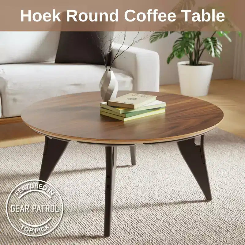 Tavolino da caffè rotondo, 34 pollici, montaggio rapido con un clic, design pieghevole contemporaneo e salvaspazio, centrotavola portatile e minimalista