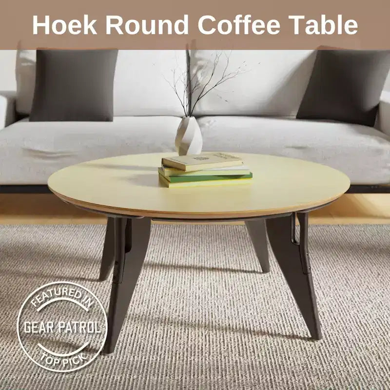 Tavolino da caffè rotondo, 34 pollici, montaggio rapido con un clic, design pieghevole contemporaneo e salvaspazio, centrotavola portatile e minimalista