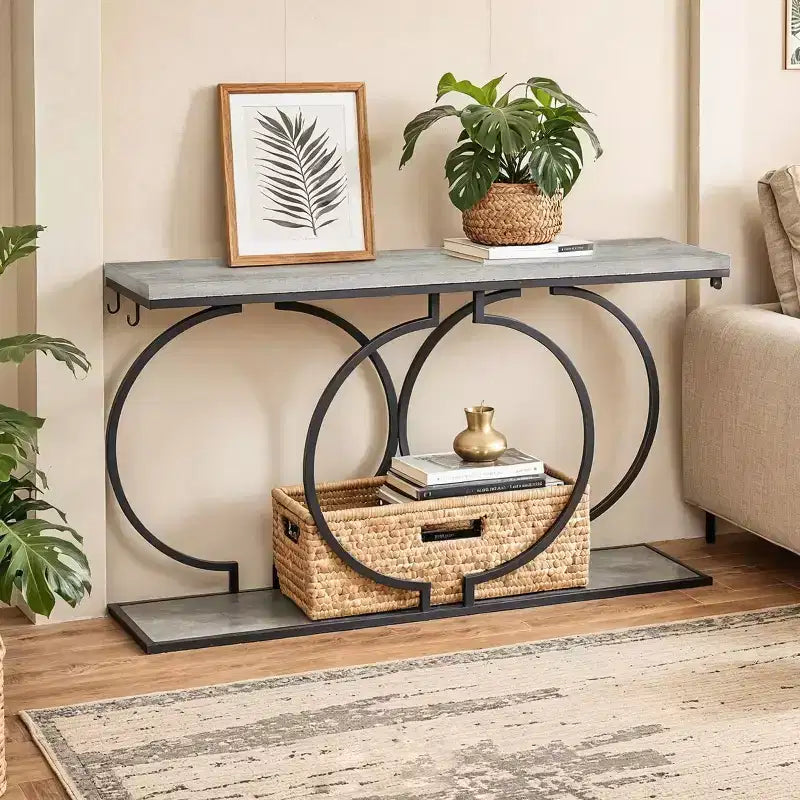 55.1 Tavolino Console con Ganci, Grigio