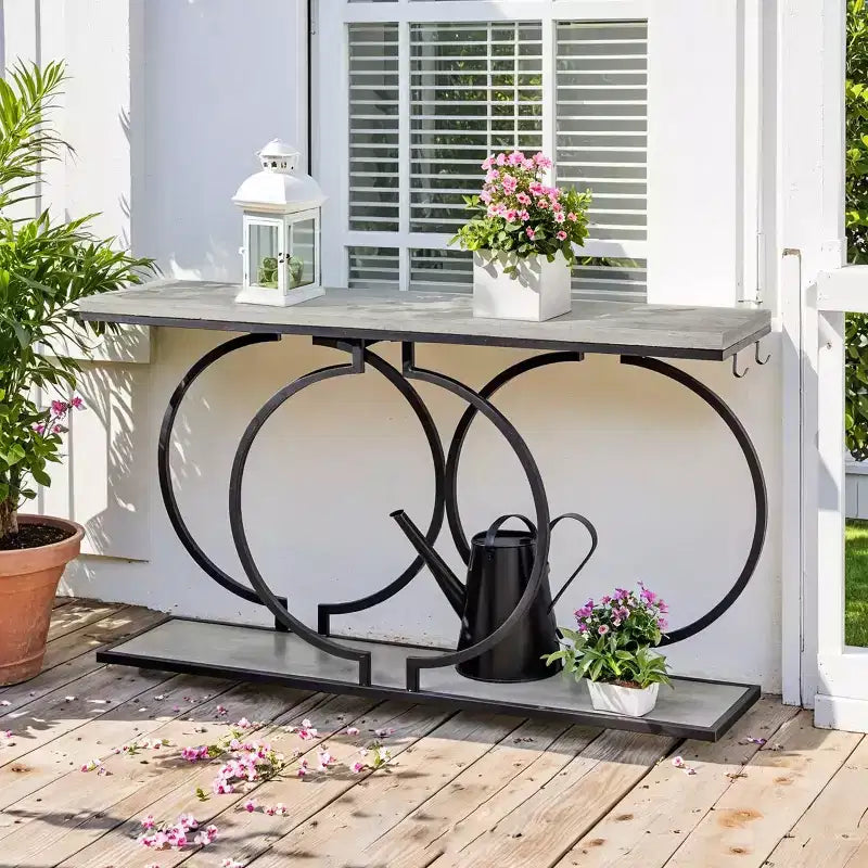 55.1 Tavolino Console con Ganci, Grigio