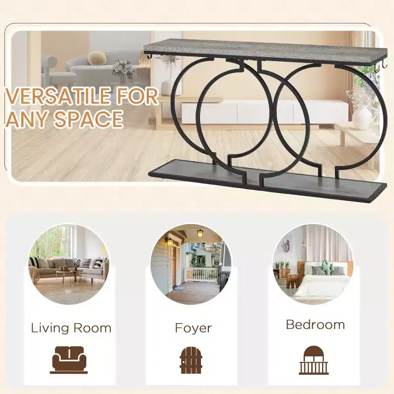 55.1 Tavolino Console con Ganci, Grigio