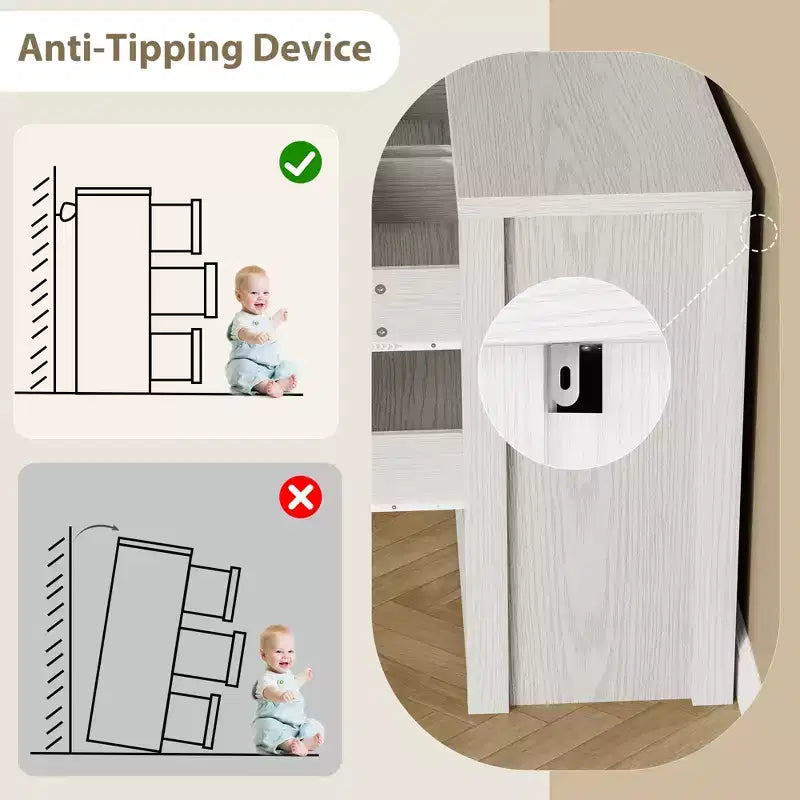 Comò a 7 cassetti per camera da letto, cassettiera ampia e moderna in legno con grande capacità di archiviazione, organizzatore per soggiorno, corridoio, ingresso