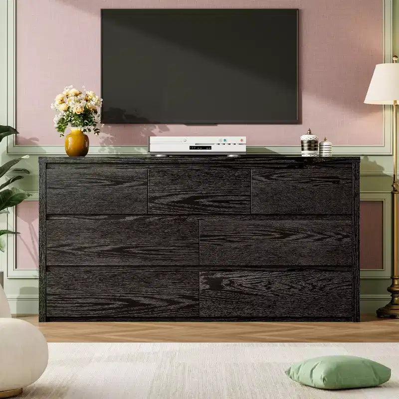 Comò a 7 cassetti per camera da letto, cassettiera ampia e moderna in legno con grande capacità di archiviazione, organizzatore per soggiorno, corridoio, ingresso