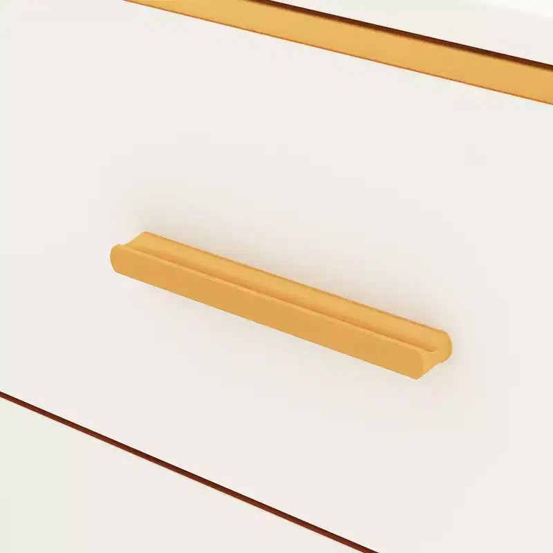 Comodino moderno bianco/nero e oro con struttura aperta in metallo, comodino da camera da letto, comodino a 3 cassetti per soggiorno