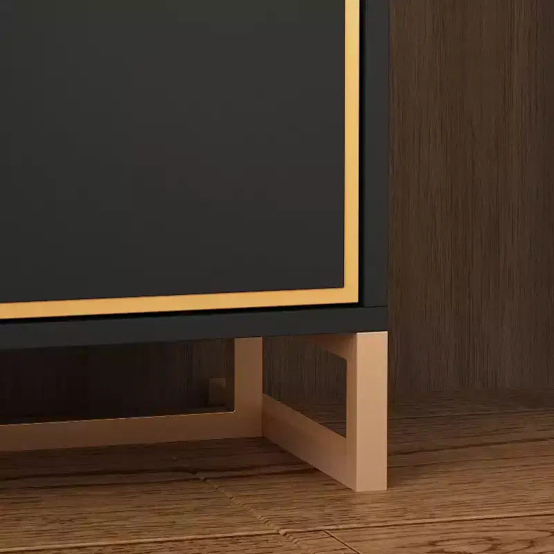 Comodino moderno bianco/nero e oro con struttura aperta in metallo, comodino da camera da letto, comodino a 3 cassetti per soggiorno