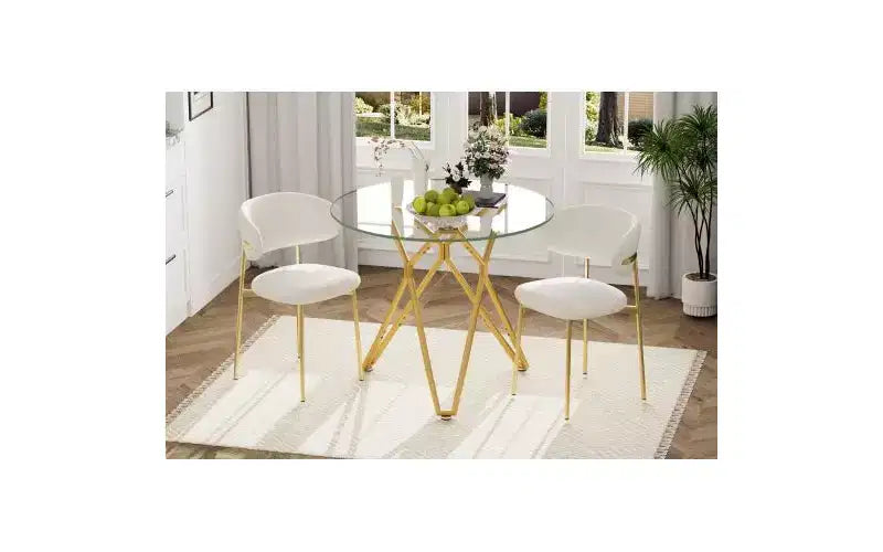 Tavolo da Pranzo Minimalista con Vetro Temperato, Tavolo da Cucina per 2-4 Persone, Tavolo Salvaspazio per Appartamento, Piccoli Spazi, Sala da Pranzo, Oro