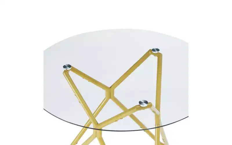 Tavolo da Pranzo Minimalista con Vetro Temperato, Tavolo da Cucina per 2-4 Persone, Tavolo Salvaspazio per Appartamento, Piccoli Spazi, Sala da Pranzo, Oro