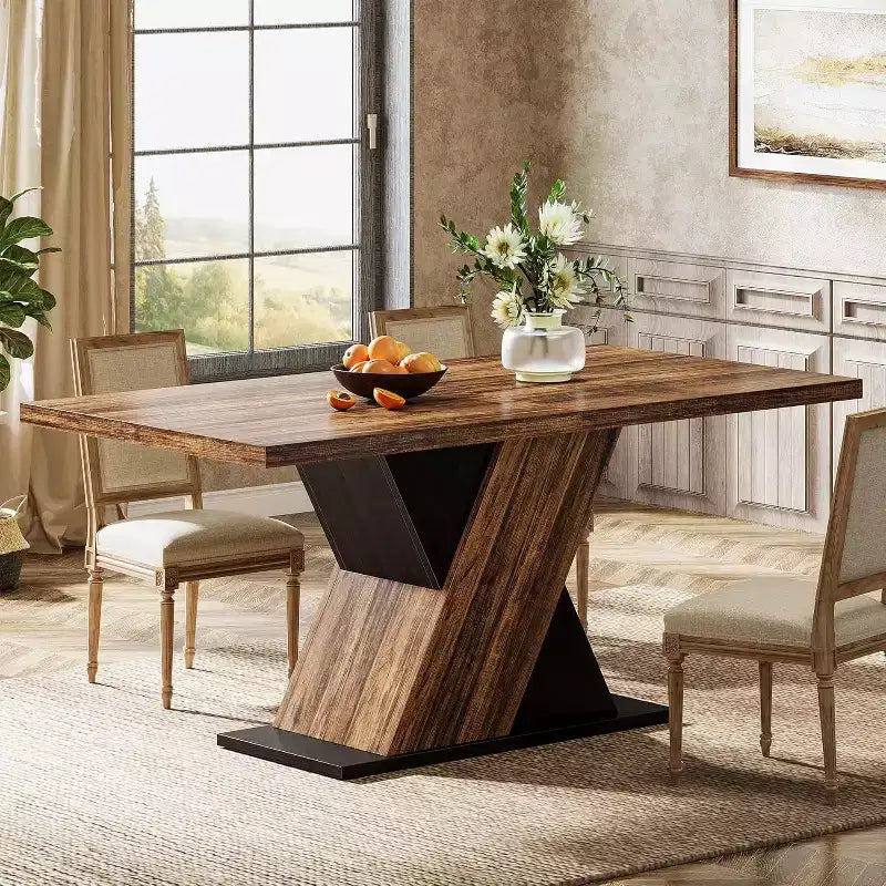 Tavolo da Pranzo 55 Pollici Stile Rustico per 4 Persone, Tavolo Rettangolare Marrone Rustico per Cucina Sala da Pranzo, Tavolo in Legno per Piccoli Spazi, Sala da Pranzo