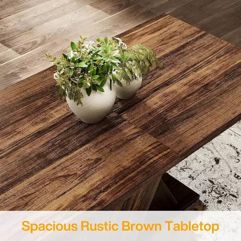 Tavolo da Pranzo 55 Pollici Stile Rustico per 4 Persone, Tavolo Rettangolare Marrone Rustico per Cucina Sala da Pranzo, Tavolo in Legno per Piccoli Spazi, Sala da Pranzo
