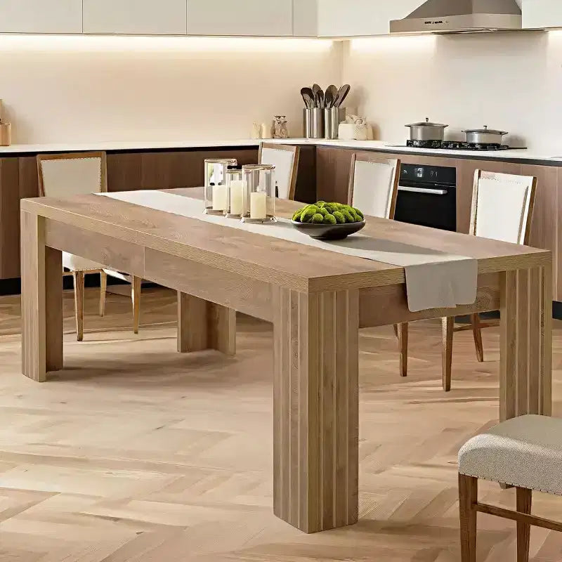 Tavolo da Pranzo da 200 cm per 6 persone, Tavolo da Cucina Stile Rustico con Gambe Robuste per Sala da Pranzo, Cucina, Salotto, Marrone Rustico
