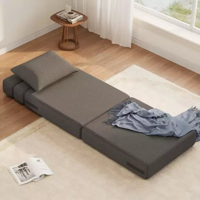 Divano Letto Pieghevole con Cuscino Aggiornato, Divano Letto Pieghevole Singolo e Materasso, Memory Foam ad Alta Densità con Rivestimento in Lino, Poltrona Relax
