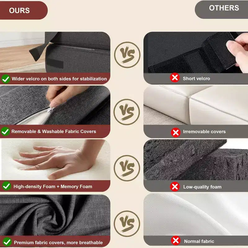 Divano Letto Pieghevole con Cuscino Aggiornato, Divano Letto Pieghevole Singolo e Materasso, Memory Foam ad Alta Densità con Rivestimento in Lino, Poltrona Relax