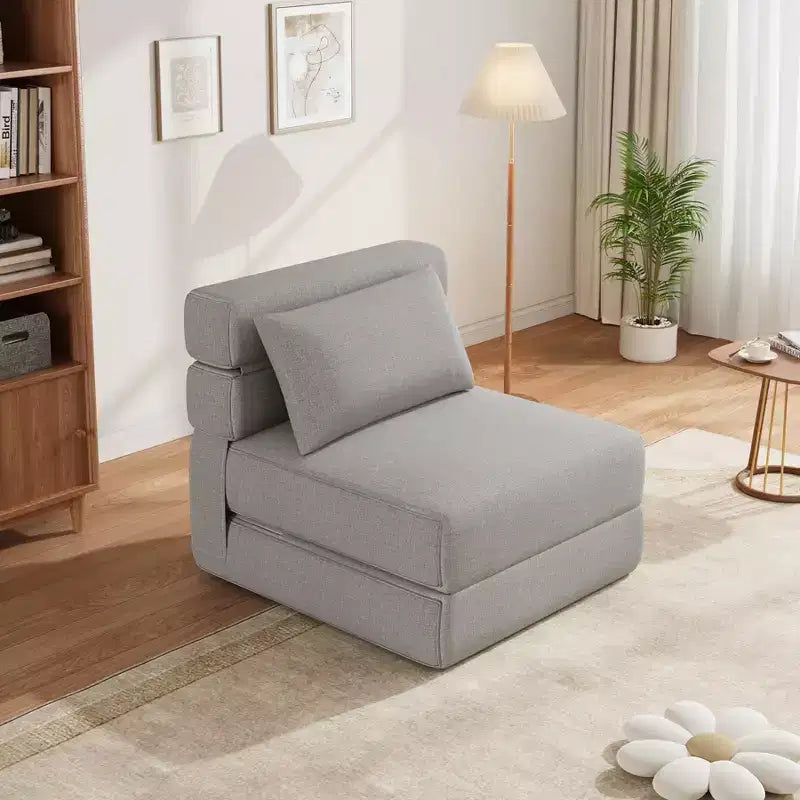 Divano Letto Pieghevole con Cuscino Aggiornato, Divano Letto Pieghevole Singolo e Materasso, Memory Foam ad Alta Densità con Rivestimento in Lino, Poltrona Relax