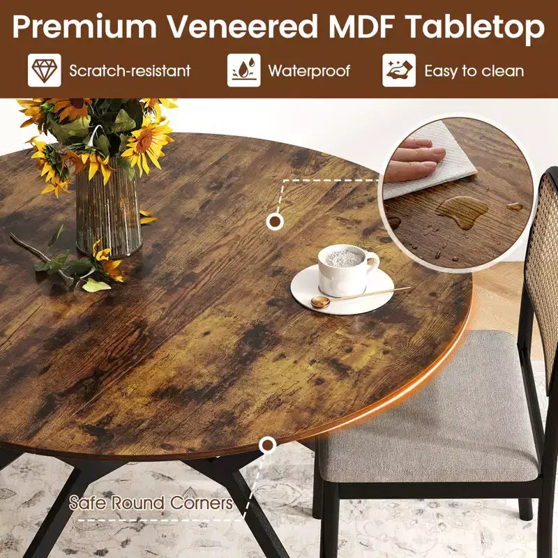 Tavolo da pranzo pieghevole 119 cm, tavolo da cucina rotondo allungabile con alette a ribalta per la casa