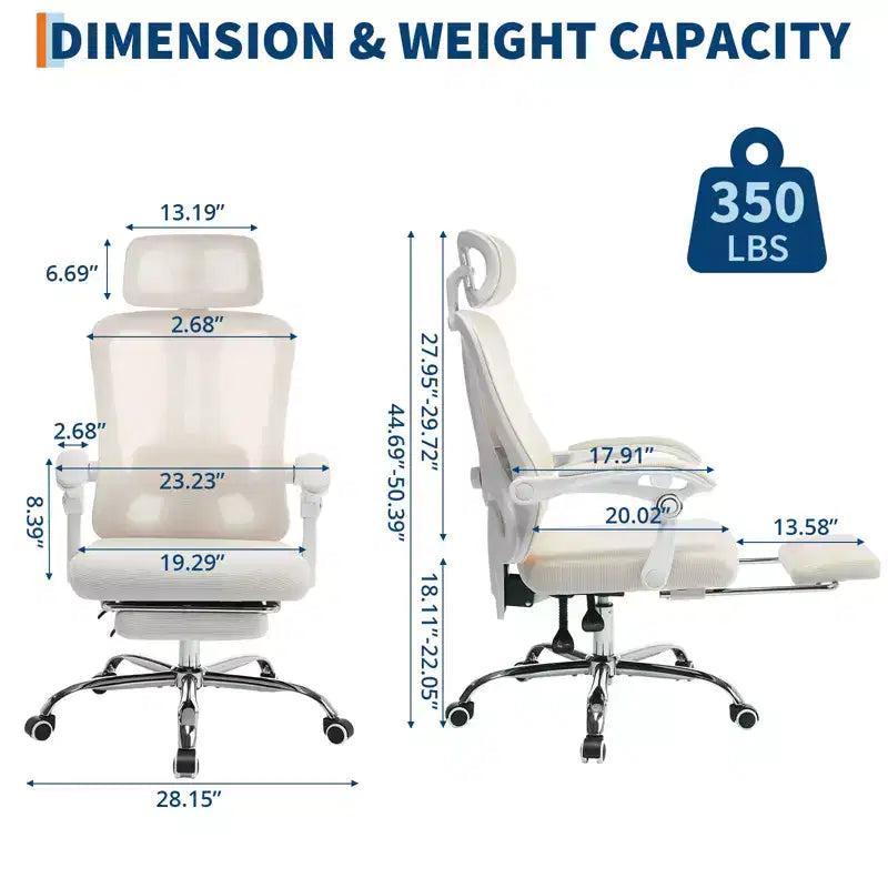 Sedia reclinabile ergonomica in mesh con poggiapiedi, supporto lombare e poggiatesta regolabili, per ufficio, casa, sala giochi