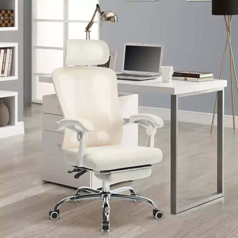 Sedia reclinabile ergonomica in mesh con poggiapiedi, supporto lombare e poggiatesta regolabili, per ufficio, casa, sala giochi
