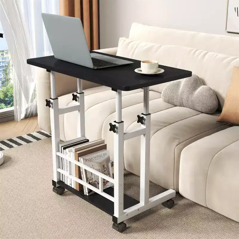 Scrivania Mobile Regolabile in Altezza, Carrello per Laptop con Ruote 31,5x15,75 pollici, Postazione di Lavoro per Ufficio Domestico (Altezza 27,16-35,43 pollici)