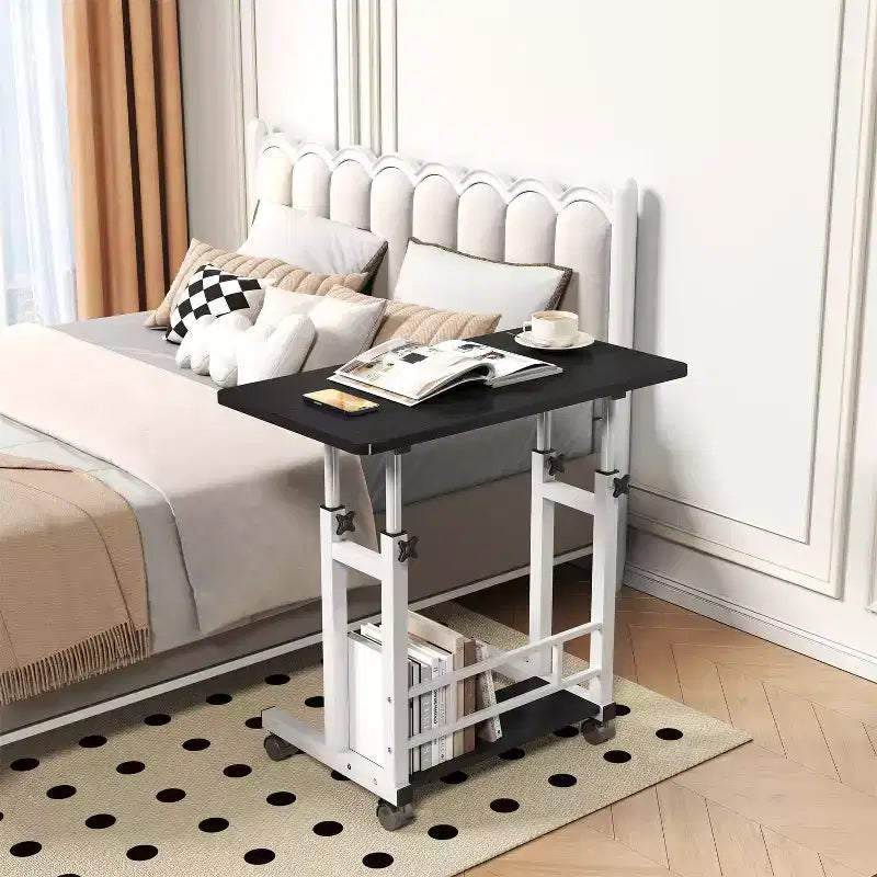 Scrivania Mobile Regolabile in Altezza, Carrello per Laptop con Ruote 31,5x15,75 pollici, Postazione di Lavoro per Ufficio Domestico (Altezza 27,16-35,43 pollici)