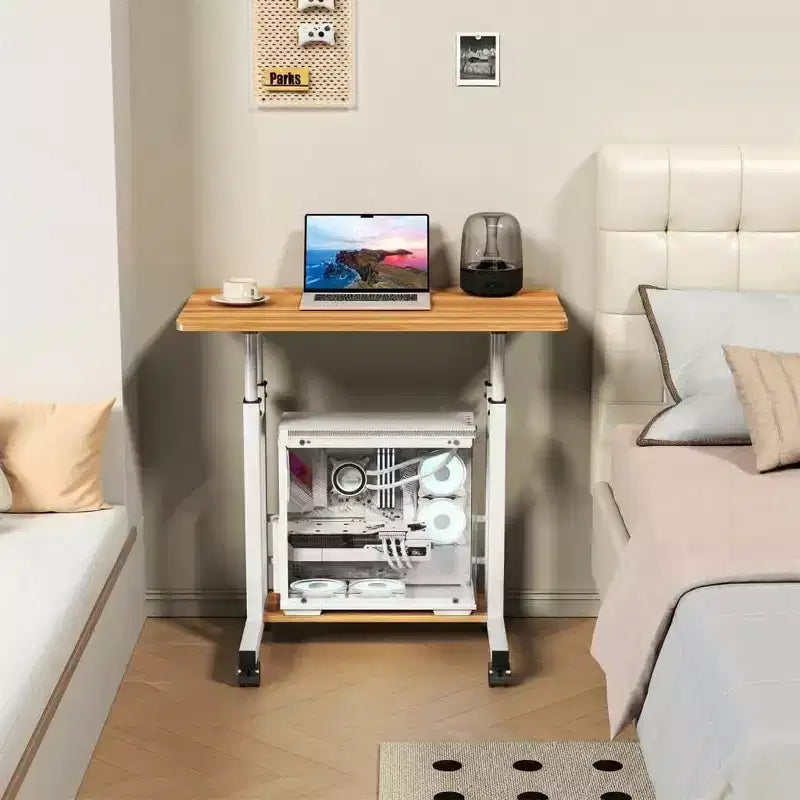 Scrivania Mobile Regolabile in Altezza, Carrello per Laptop con Ruote 31,5x15,75 pollici, Postazione di Lavoro per Ufficio Domestico (Altezza 27,16-35,43 pollici)
