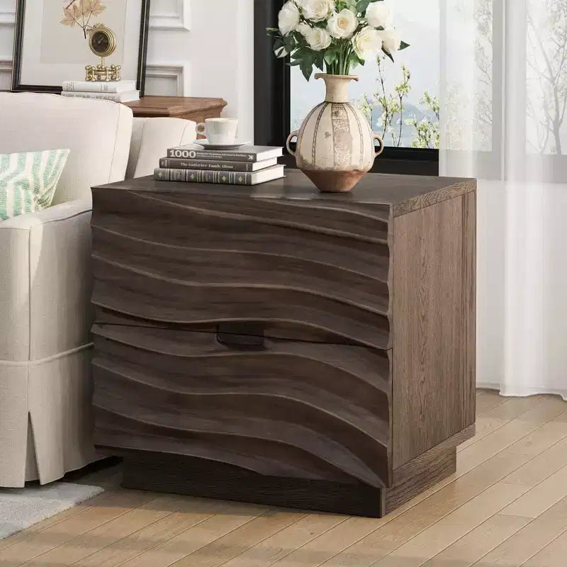 Comodini Moderni in Legno con 2 Cassetti