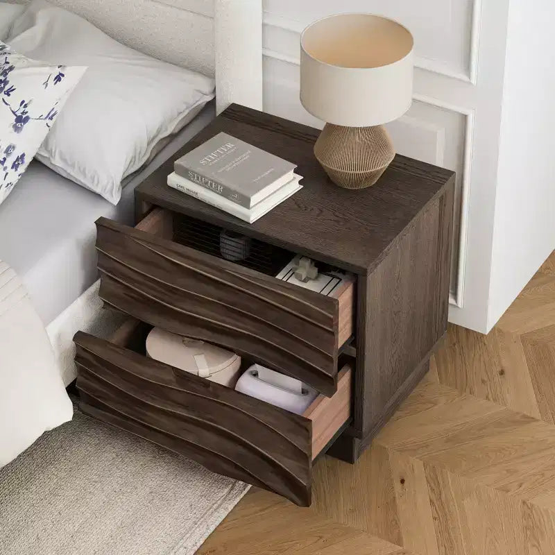 Comodini Moderni in Legno con 2 Cassetti