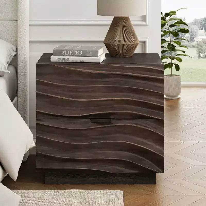 Comodini Moderni in Legno con 2 Cassetti