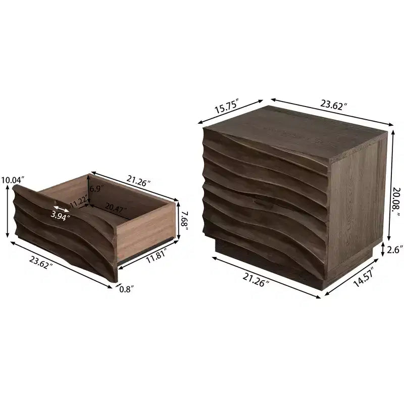 Comodini Moderni in Legno con 2 Cassetti
