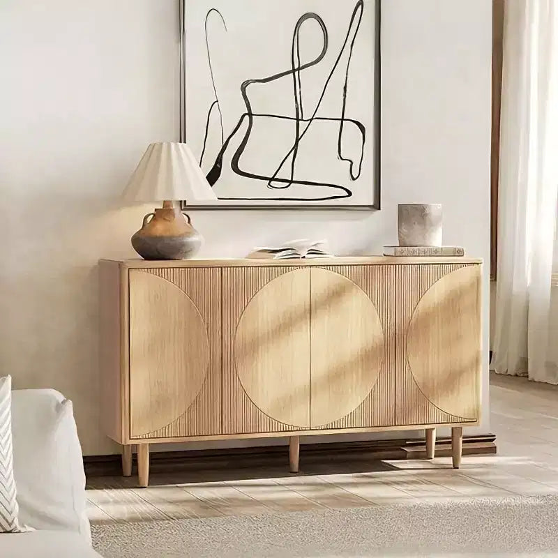 Credenza a buffet in rovere da 59 pollici: Mobile contenitore moderno con ante per sala da pranzo e soggiorno (rovere chiaro)