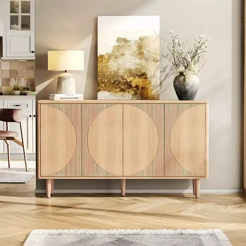 Credenza a buffet in rovere da 59 pollici: Mobile contenitore moderno con ante per sala da pranzo e soggiorno (rovere chiaro)
