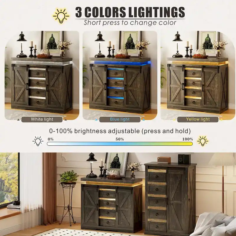 Mobile contenitore d'accento a 5 cassetti con luce LED