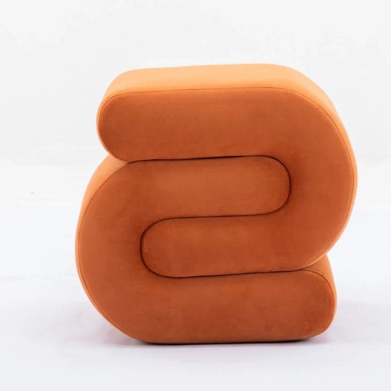 S-förmiger Hocker aus Samtstoff, Schminkhocker, Fußhocker
