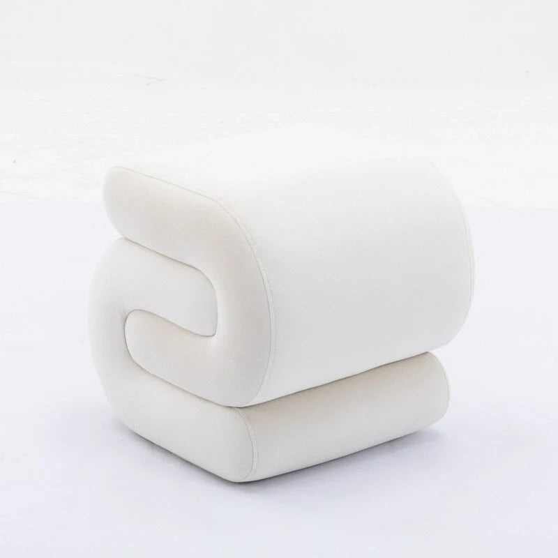 S-förmiger Hocker aus Samtstoff, Schminkhocker, Fußhocker
