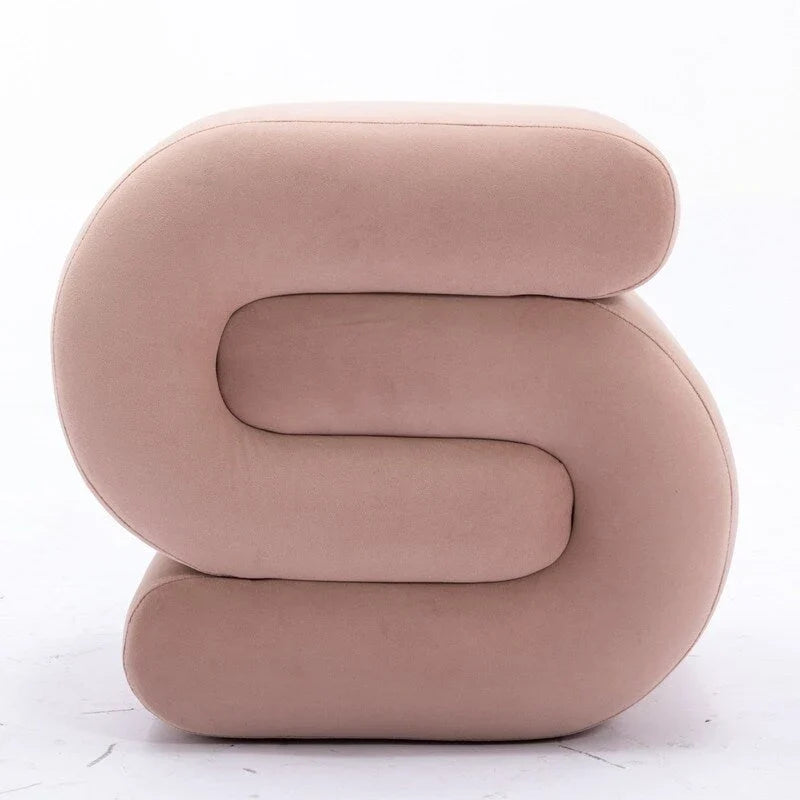 S-förmiger Hocker aus Samtstoff, Schminkhocker, Fußhocker