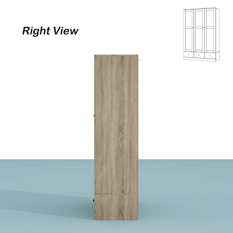 Armadio in legno dal fascino naturale - design in rattan traspirante e ampio spazio contenitivo