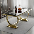 Luxus-Esszimmertisch mit polierter Metallkreis-Basis - 72 Inch